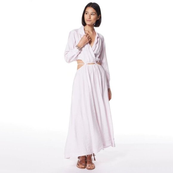 NWT Young Fabulous & Broke lilac collared cutout wrap front tie sun dress, M - Picture 10 of 16